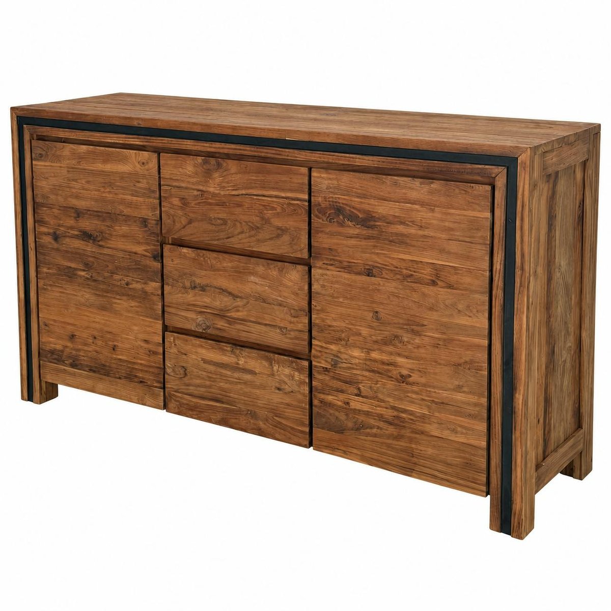 Buffet en bois recyclé de teck 2 portes 3 tiroirs VADOD bois naturel, PIER IMPORT