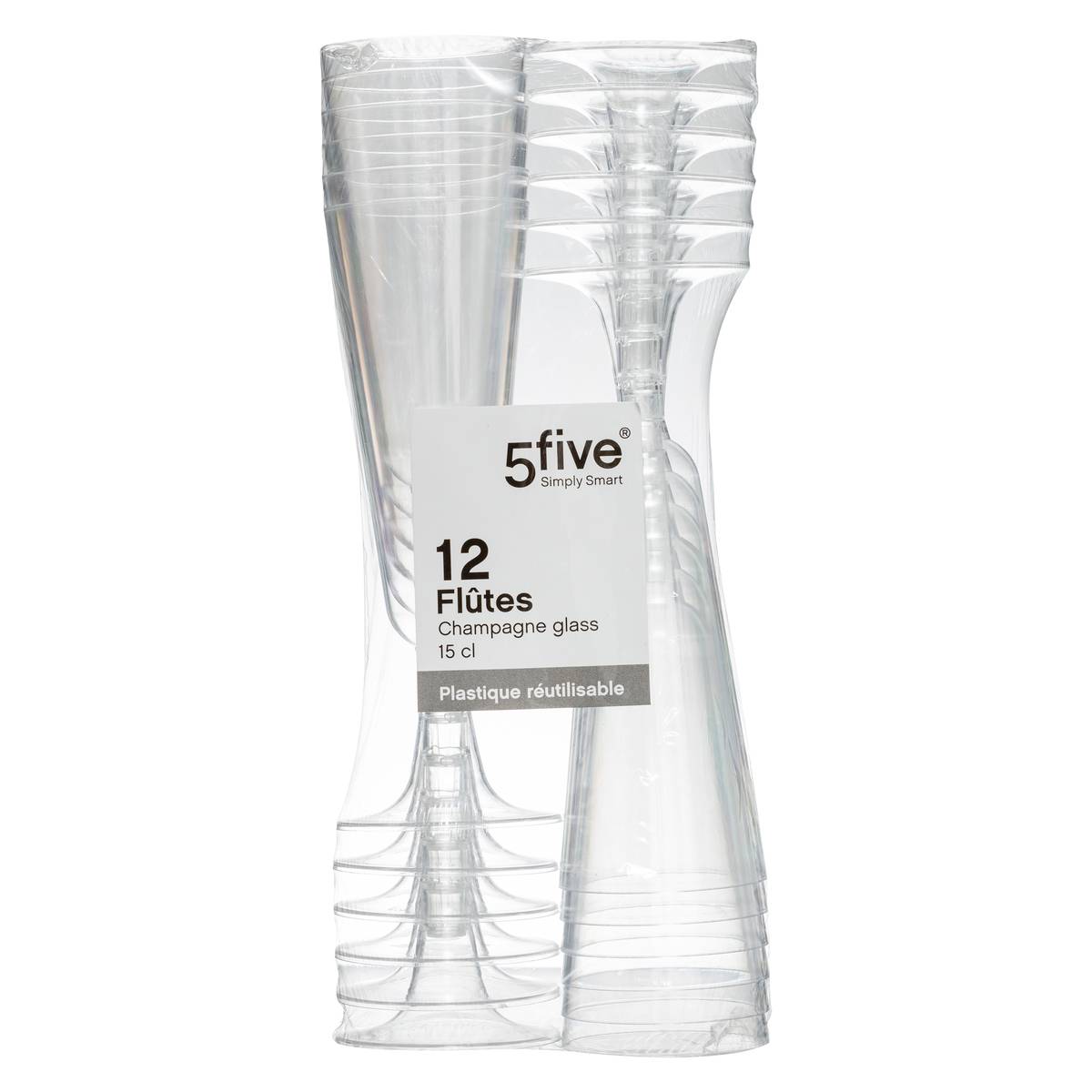 Lot de 12 flûtes à champagne COCKTAIL transparent, 5FIVE SIMPLY SMART