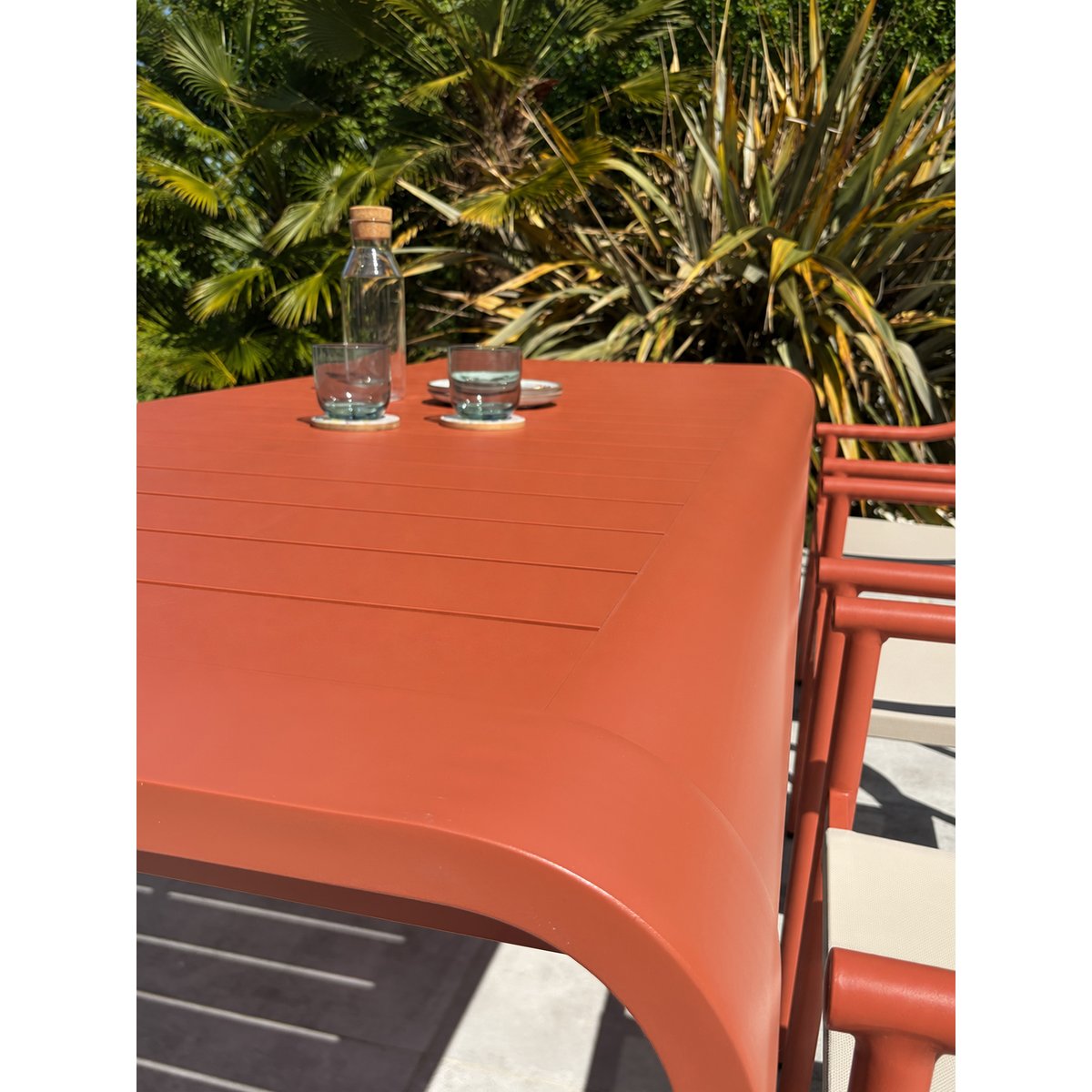Ensemble repas de jardin en aluminium 6 places HANOI terracotta, DCB GARDEN