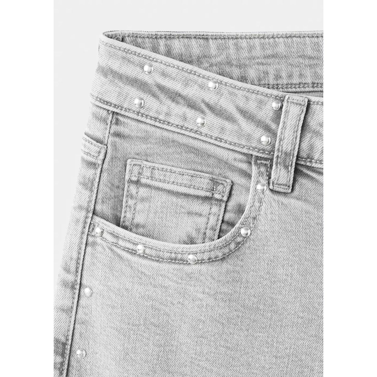 Jean wide leg détails et clous gris denim, MANGO TEEN