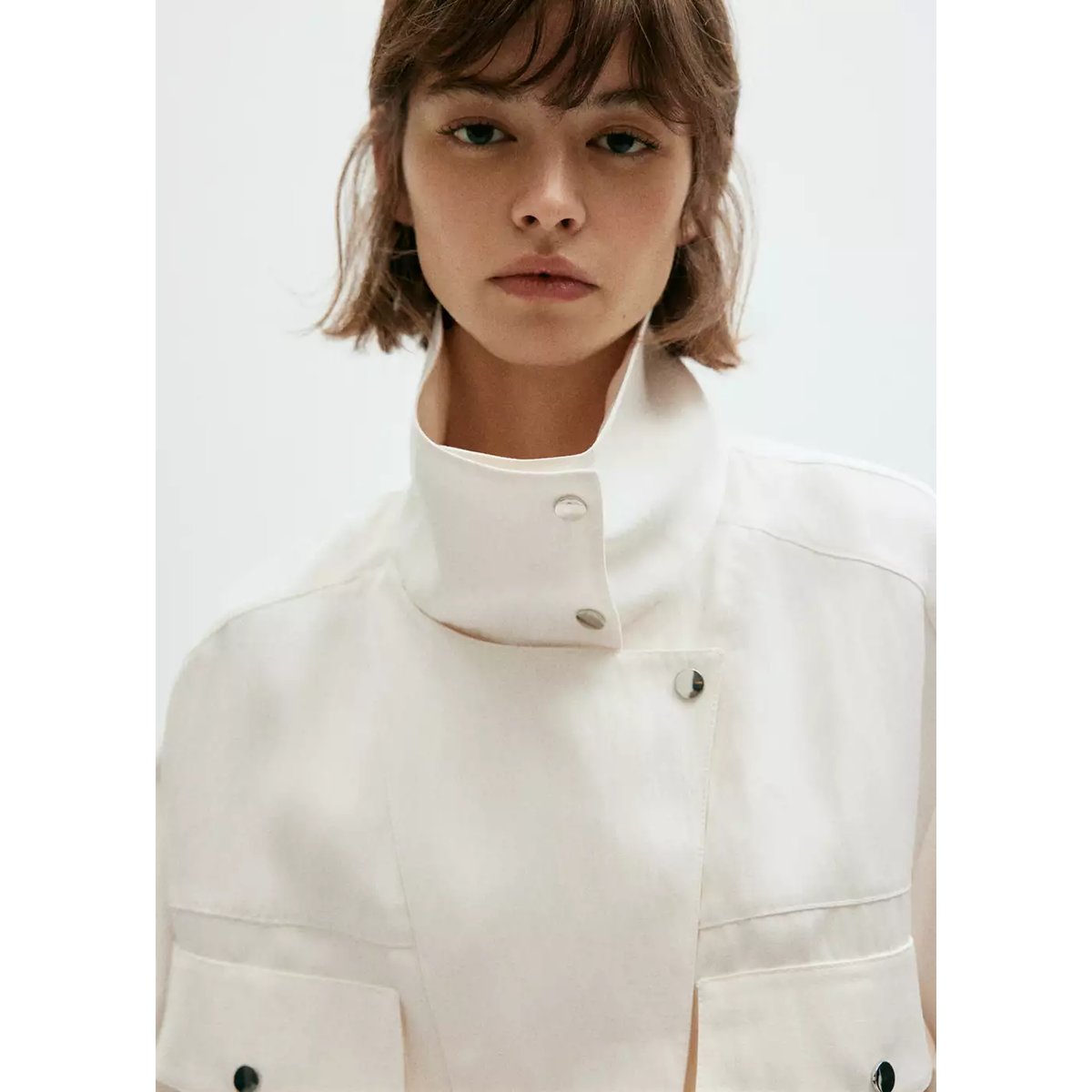 Veste bomber à col cheminée blanc, MANGO
