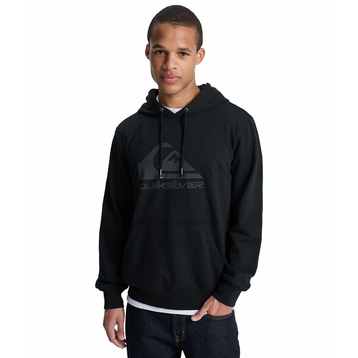 Sweat à capuche logo noir, QUIKSILVER
