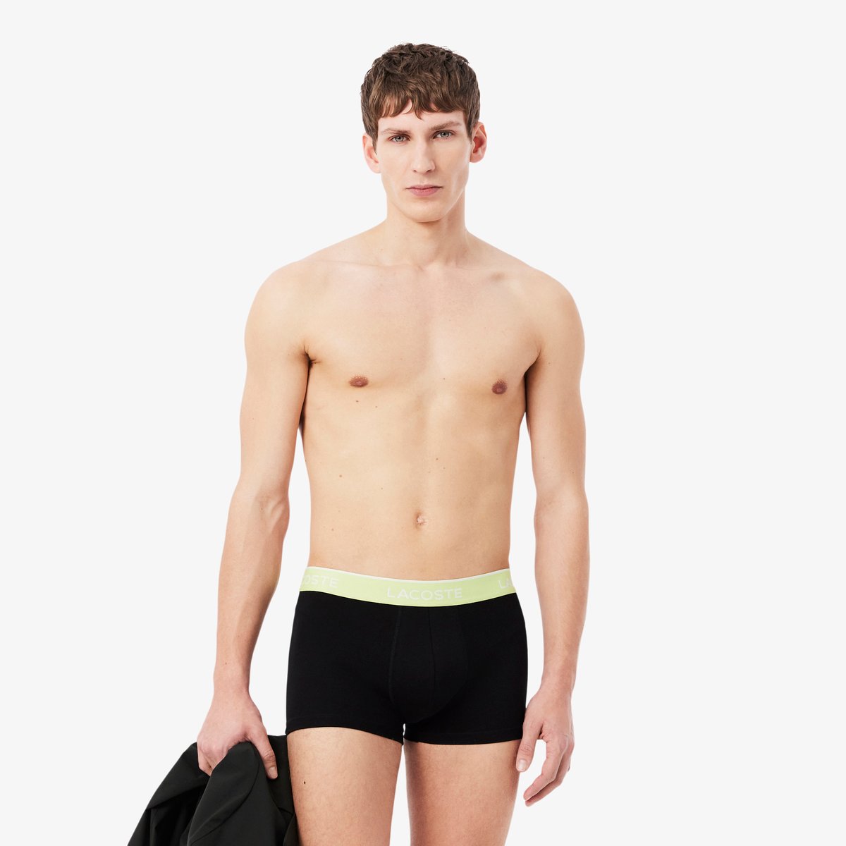 Lot de 3 boxers courts coton stretch noir-2ni, LACOSTE