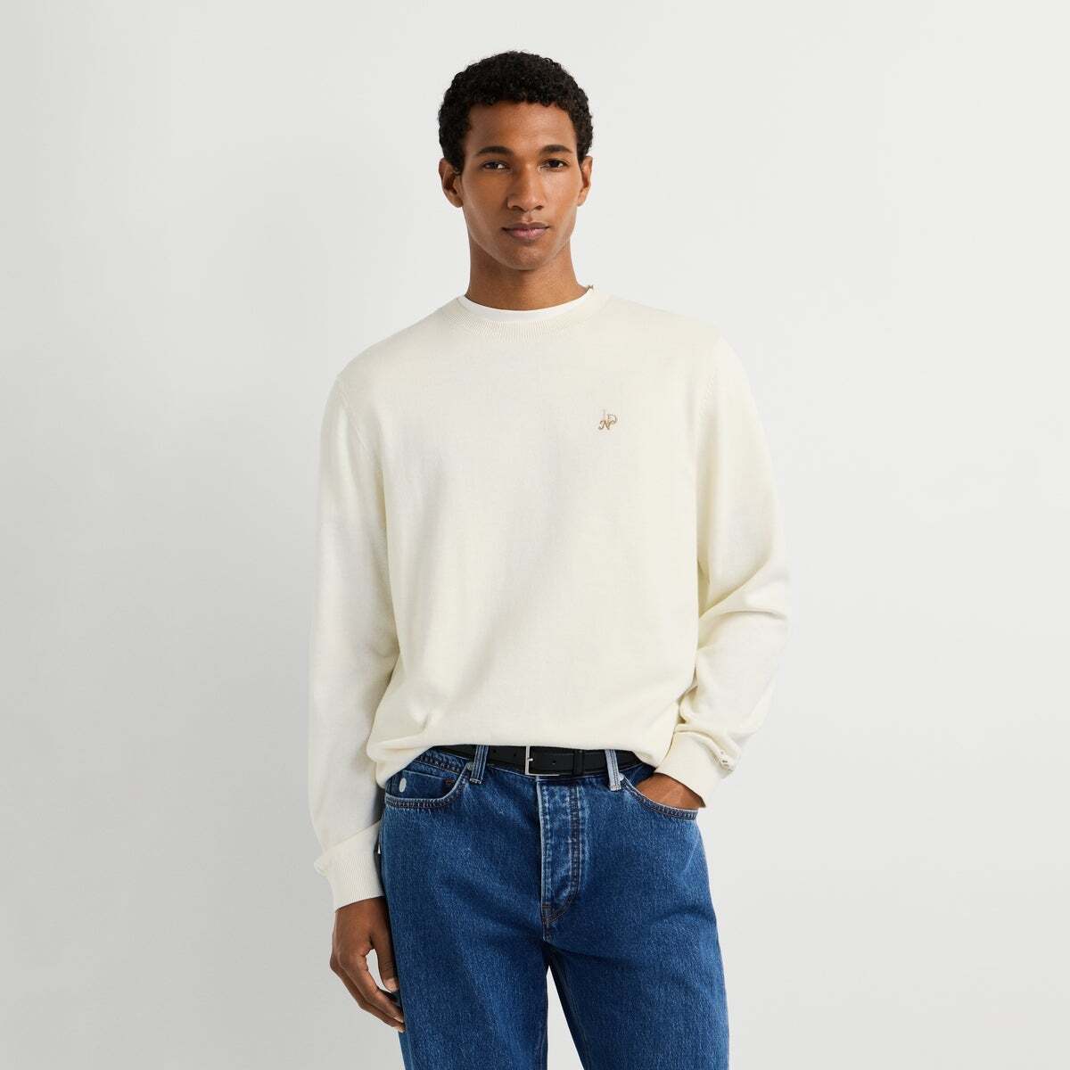 Pull Coupe Regular À Col Rond blanc cassé, PEPE JEANS