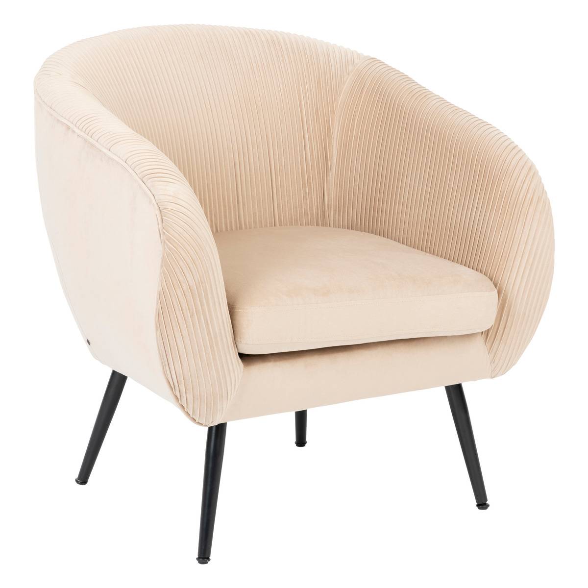 Fauteuil en velours plissé SOLARO beige, ATMOSPHERA