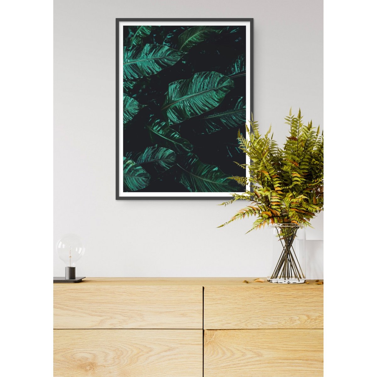 Poster Nature feuille de palmier de banane blanc, L'AFFICHERIE