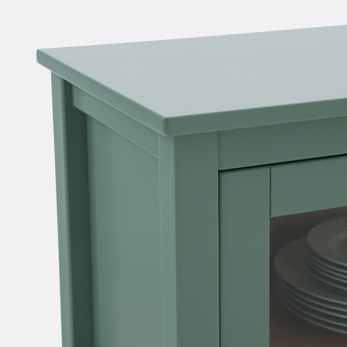 Vitrine basse 3 portes, en pin et MDF, longueur 160 cm, ALVINA vert eucalyptus, LA REDOUTE INTERIEURS