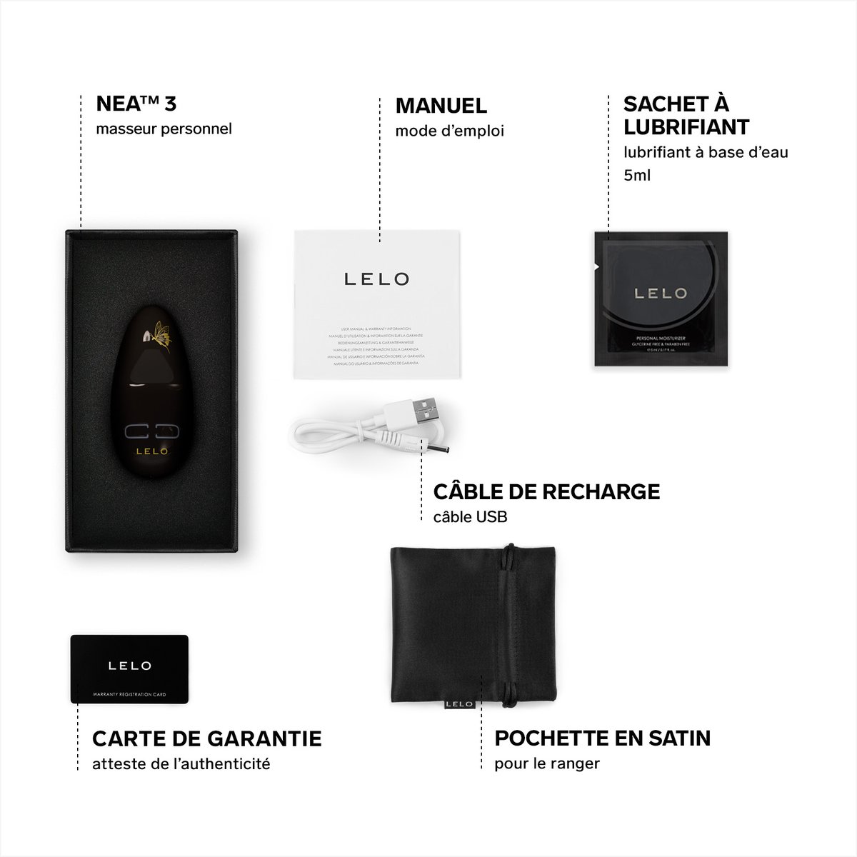 Stimulateur Clitoridien Silencieux NEA 3 pitch black, LELO