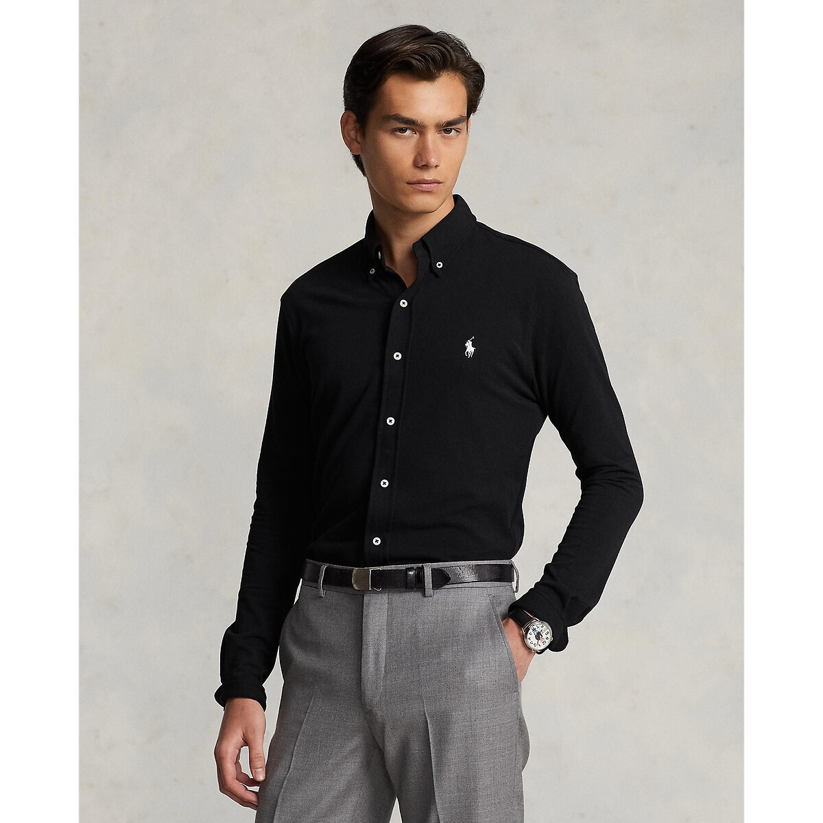 Chemise ultra-légère en coton piqué noir, POLO RALPH LAUREN