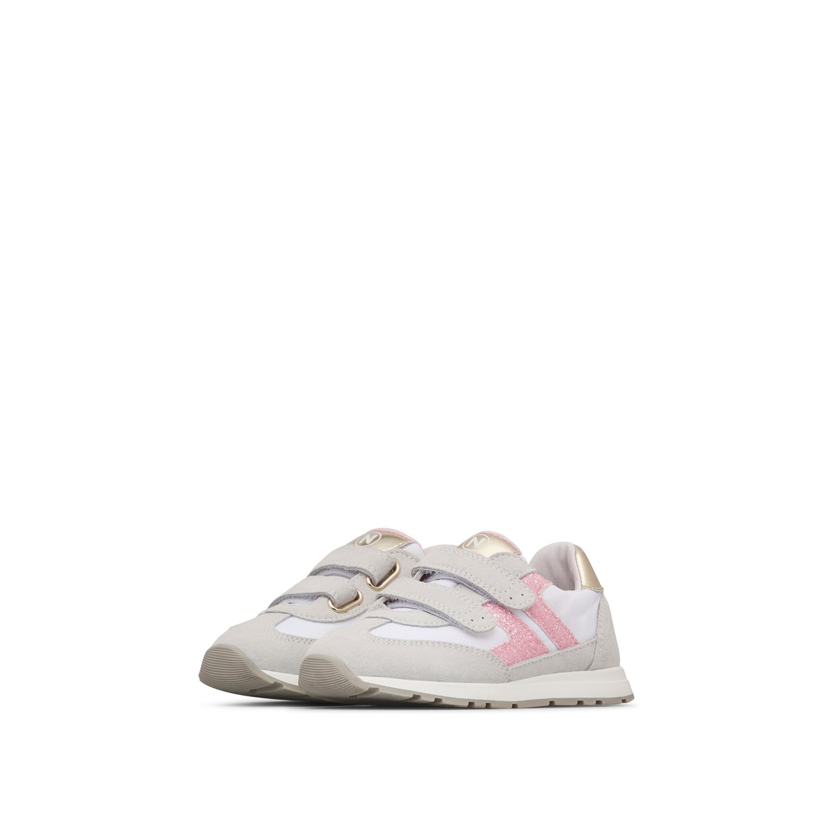 Sneakers en cuir et tissu MIBLO VL. blanc-rose-platine, NATURINO