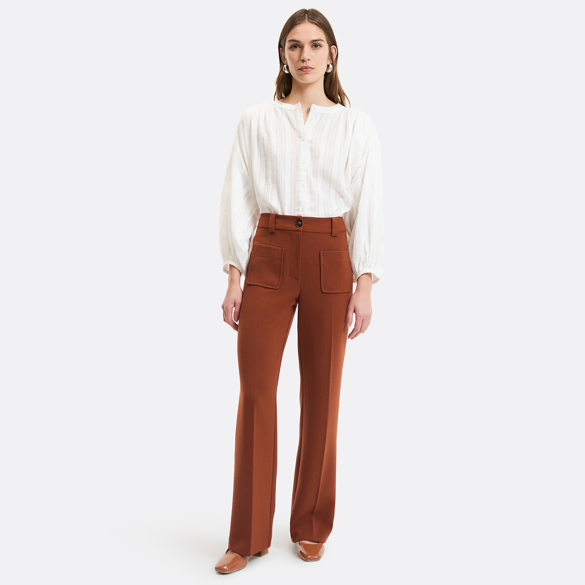 Pantalon flare, Signature FELICIEN marron noisette, LA REDOUTE COLLECTIONS