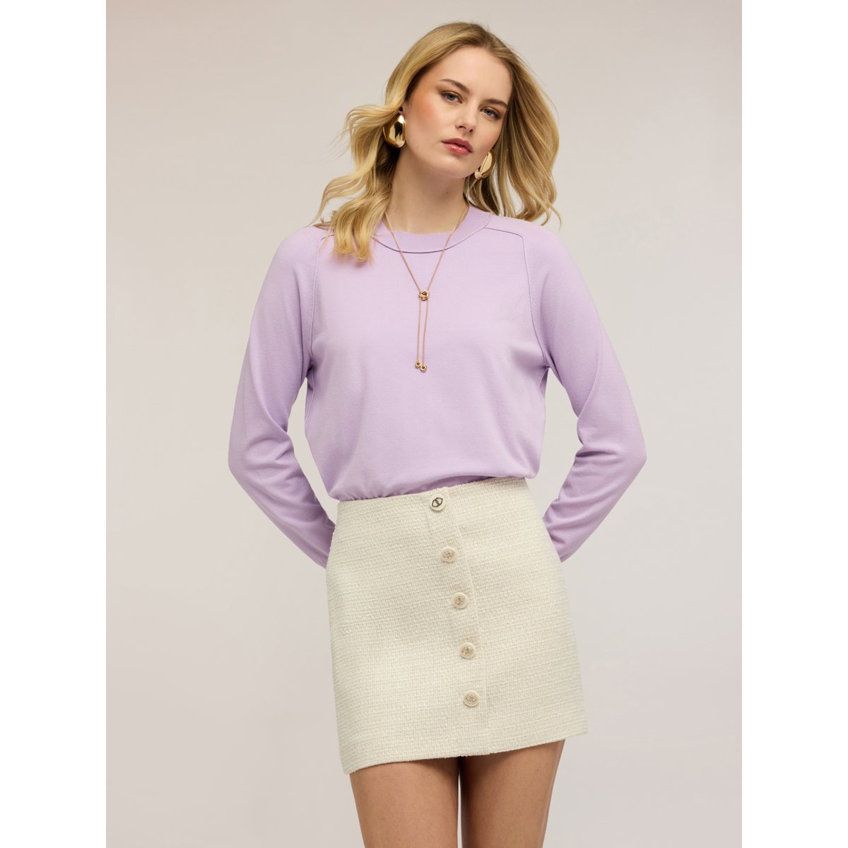Pull à rayures en mélange de viscose violet, MOTIVI