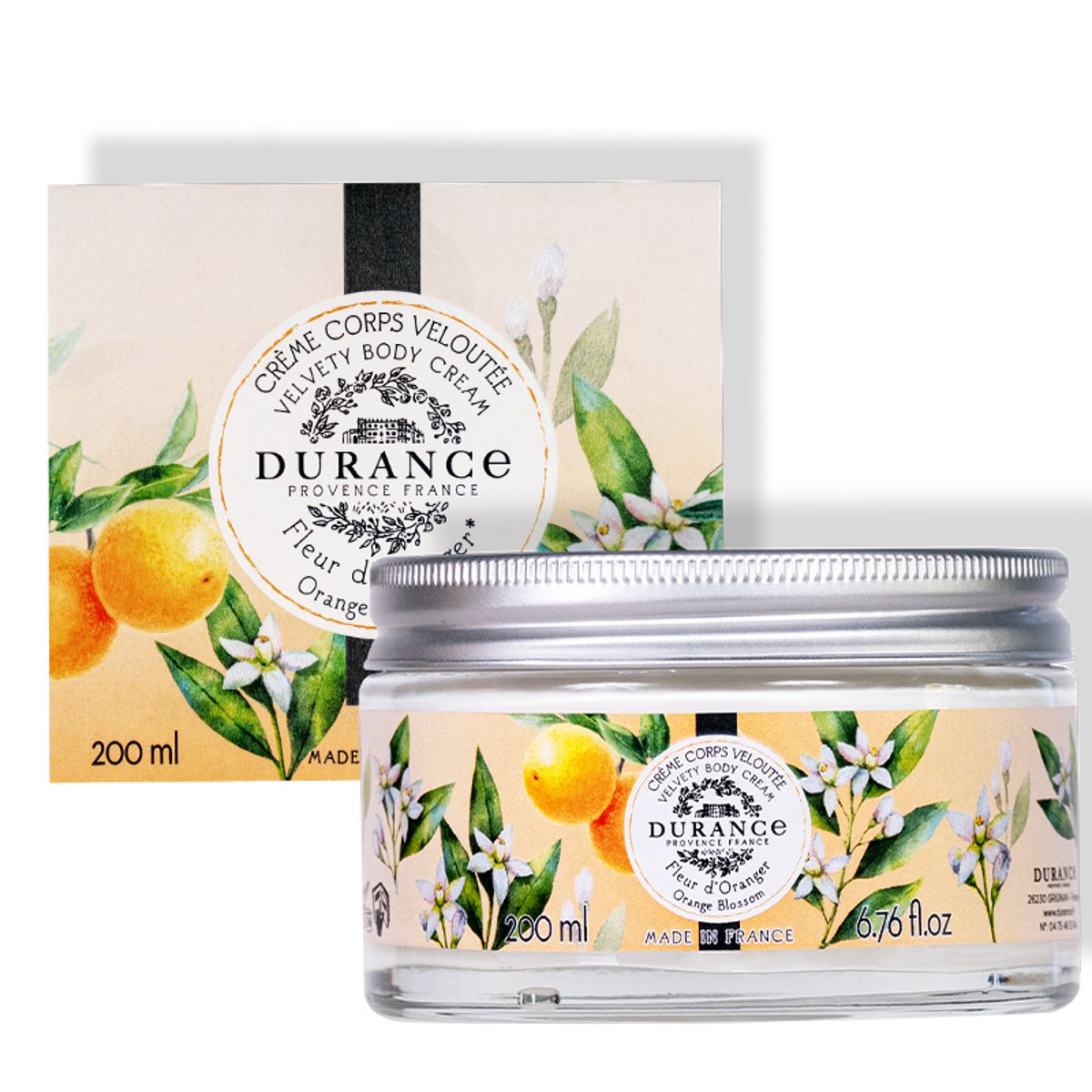Crème corps veloutée FLEUR D'ORANGER couleur unique, DURANCE
