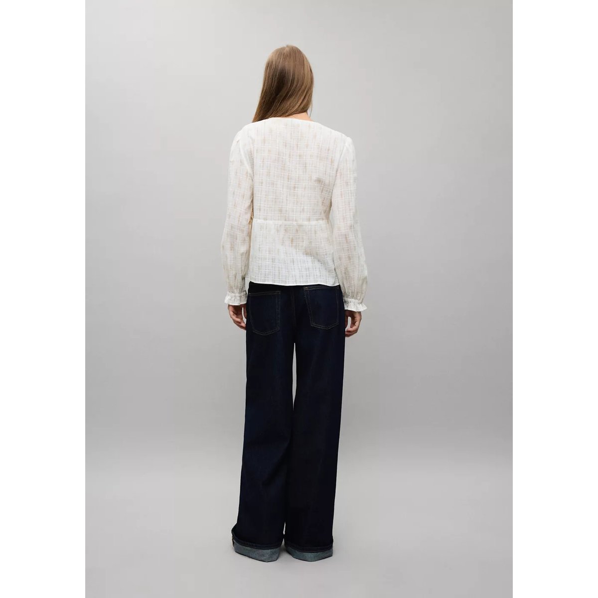 Chemise 100 % coton froncé blanc cassé, MANGO TEEN