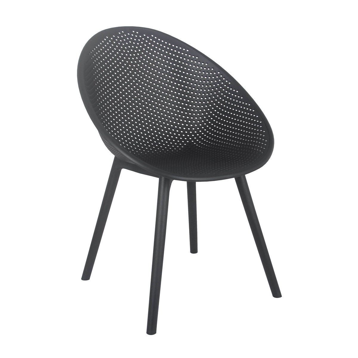 Lot de 4 chaises de terrasse en plastique, BUDA noir, OVIALA