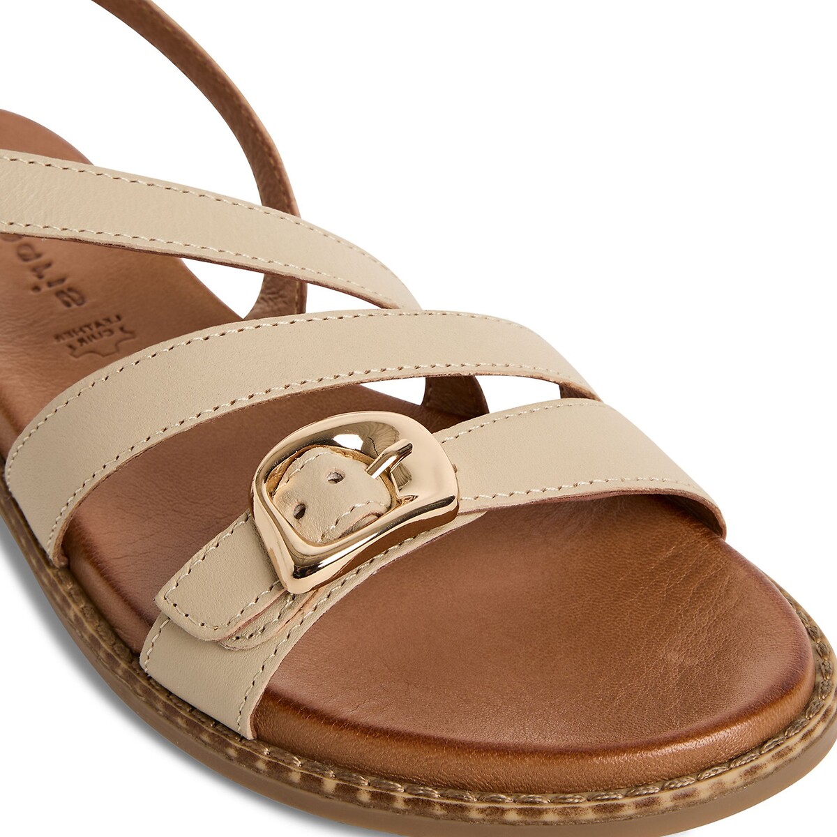 Flat Leather Sandals ivory, TAMARIS