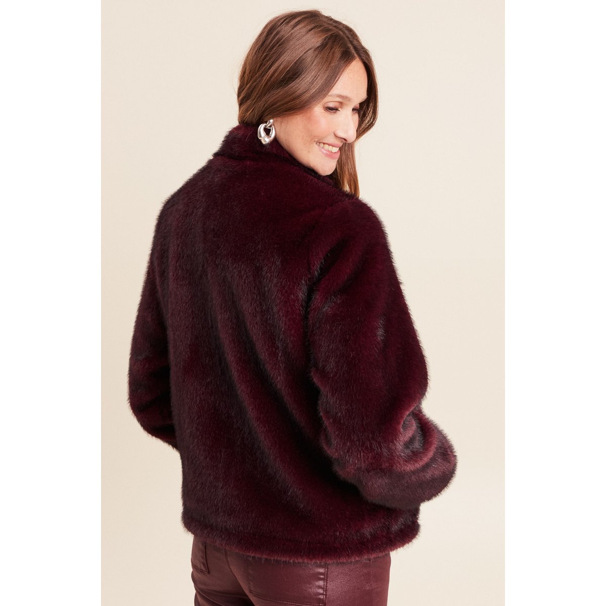 Manteau col montant doublé bordeaux, BREAL