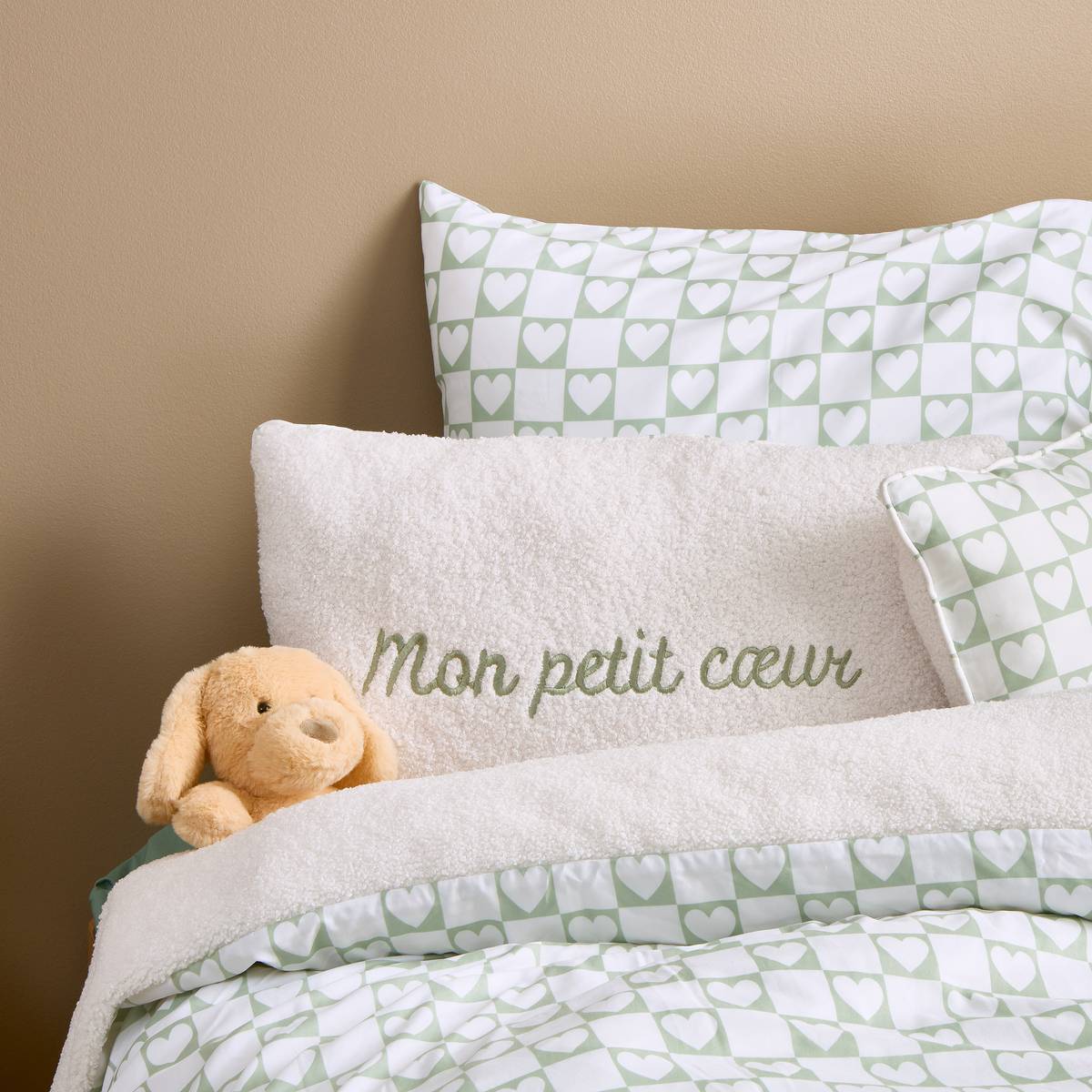 Coussin pour enfant JAIKO blanc/vert, ATMOSPHERA FOR KIDS