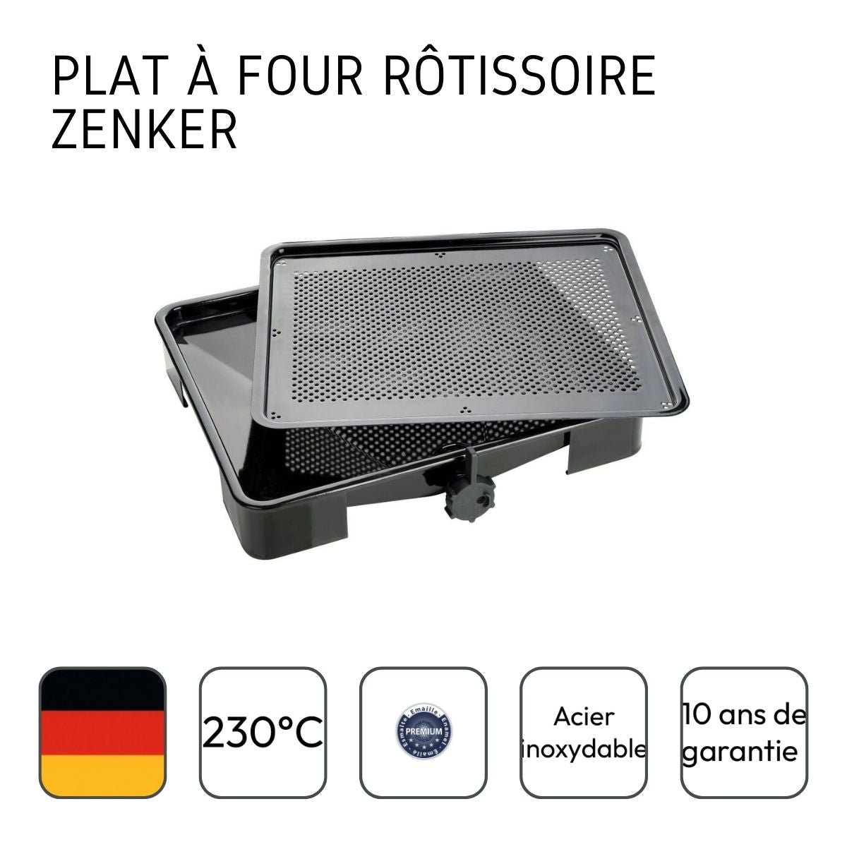Lot de 2 plats four 39/39 cm émaillé SPECIAL COOKING noir, ZENKER