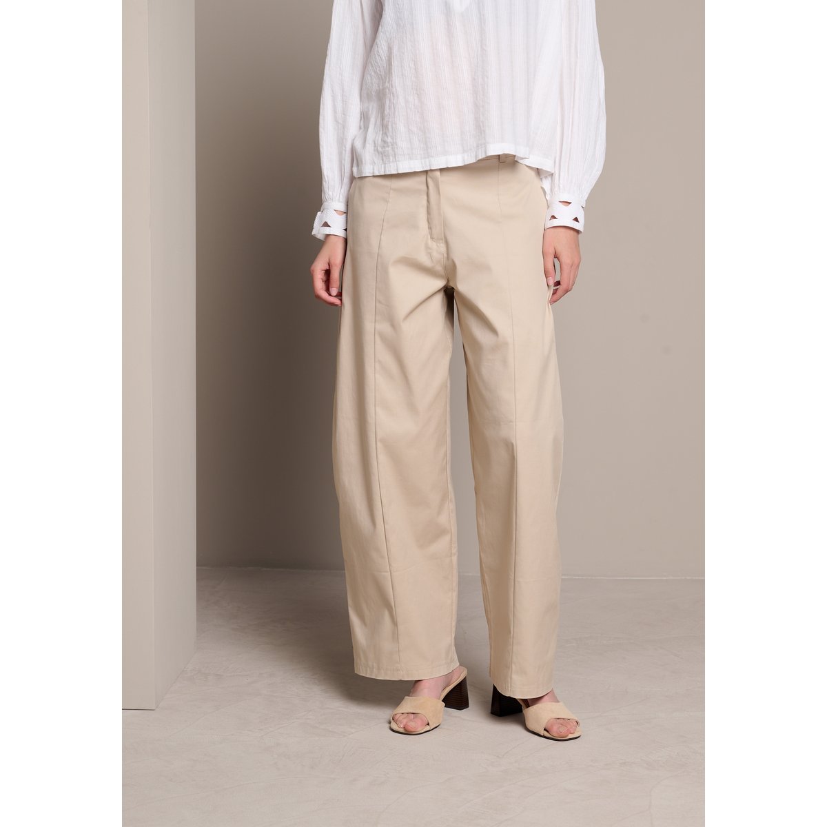 Pantalon coupe barrel lt beige, LOLALIZA