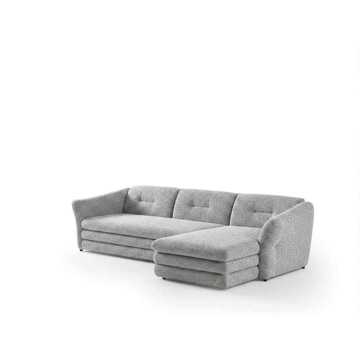 Canapé d'angle fixe 4 places en tissu chiné, MARBLE gris, BOBOCHIC
