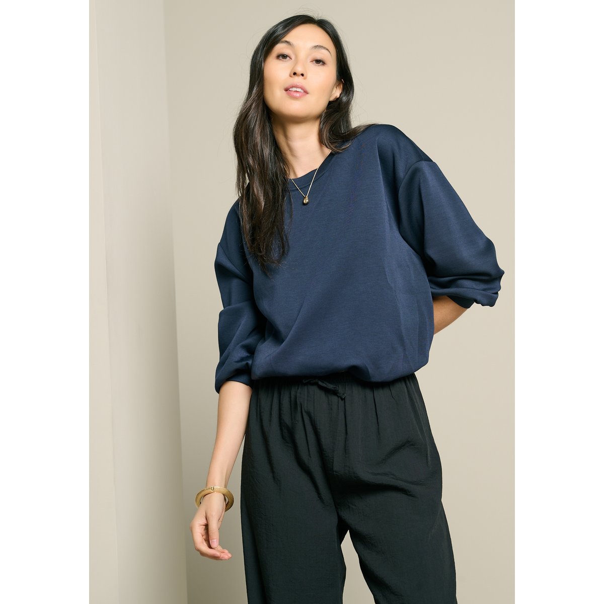 Sweat coupe ballon bleu marine, LOLALIZA