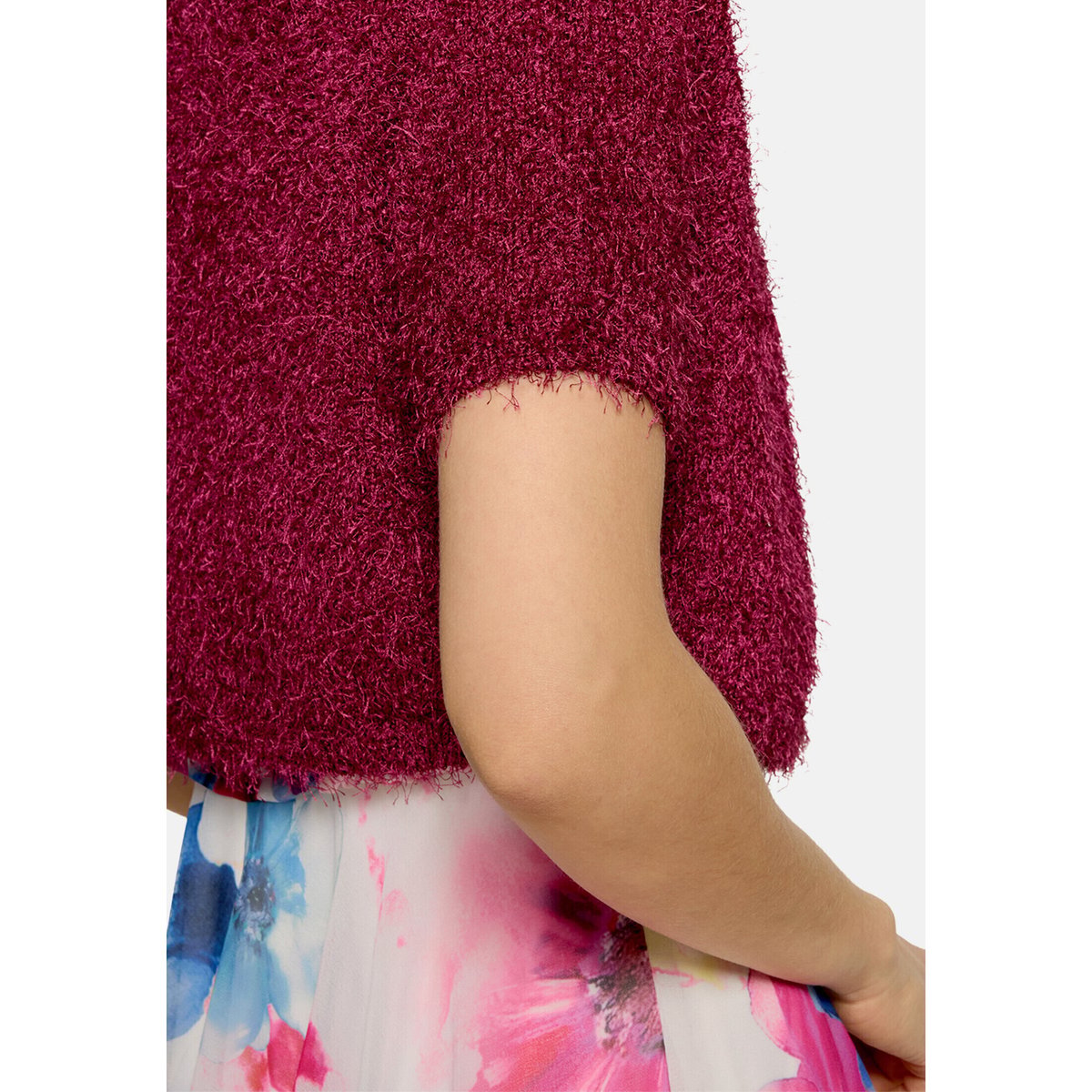 Cardigan en maille d'été à teneur en fil fantaisie dark fuchsia, VERA MONT