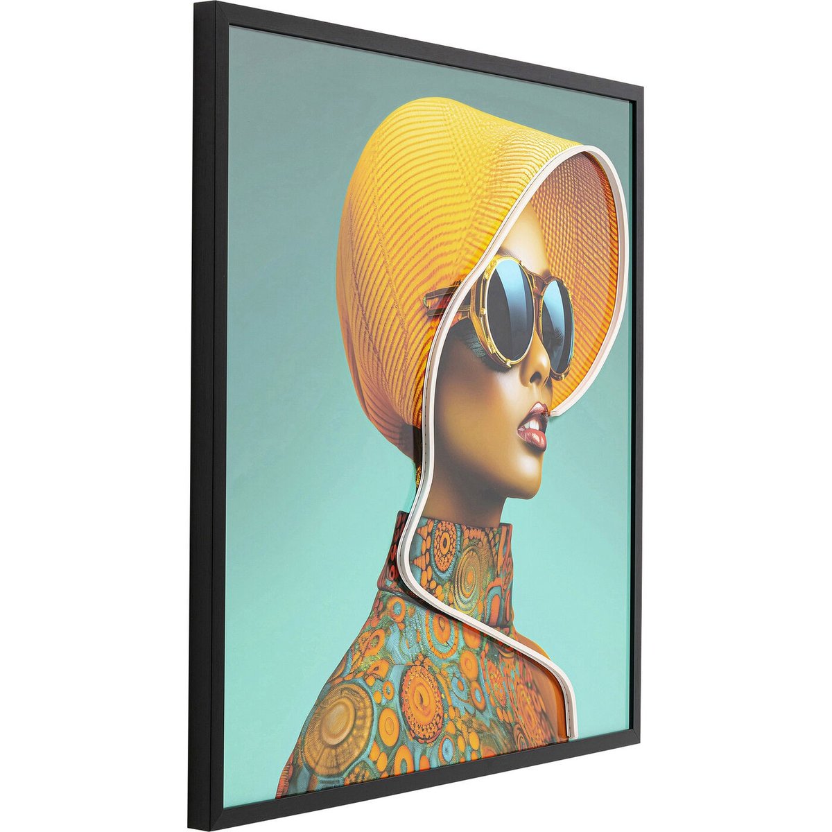Tableau LED femme chapeau jaune, KARE DESIGN