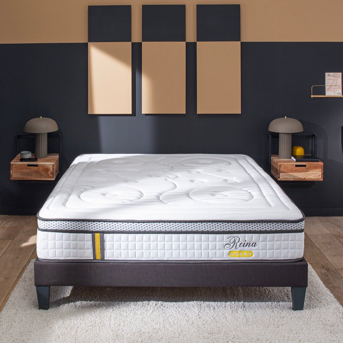 Matelas Ressorts ensachés Reina 2.0 90x200 cm Accueil Mémoire de forme blanc, BELLECOUR