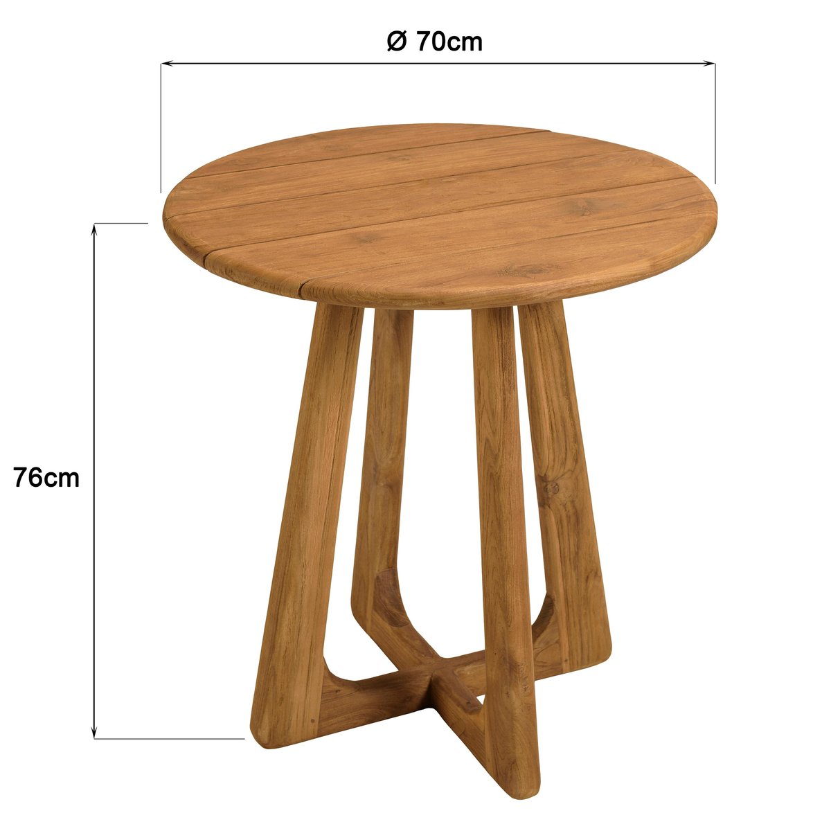 Table de jardin ronde 70 cm en teck recyclé ORIA bois naturel, PIER IMPORT