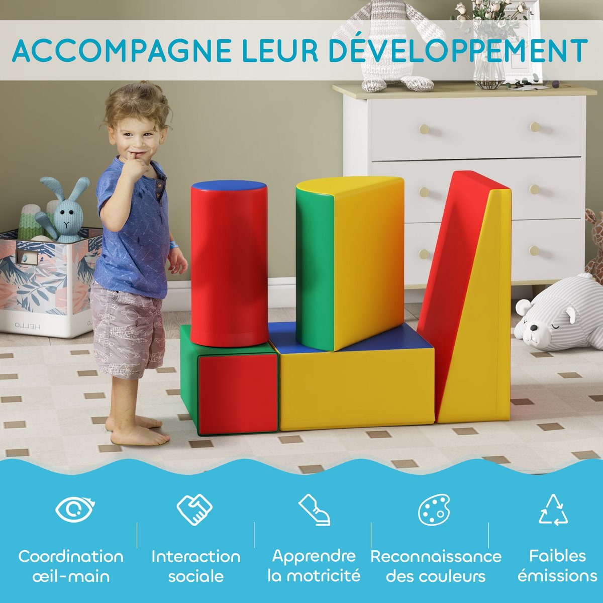 Ensemble de jeux mous pour enfants multicolore, HOMCOM