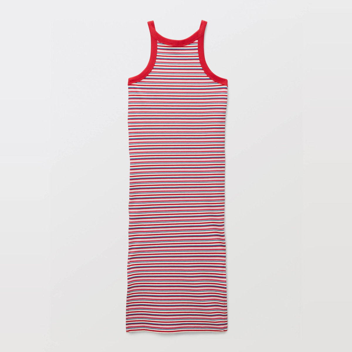 Robe longue rayée en jersey rouge, MONOPRIX