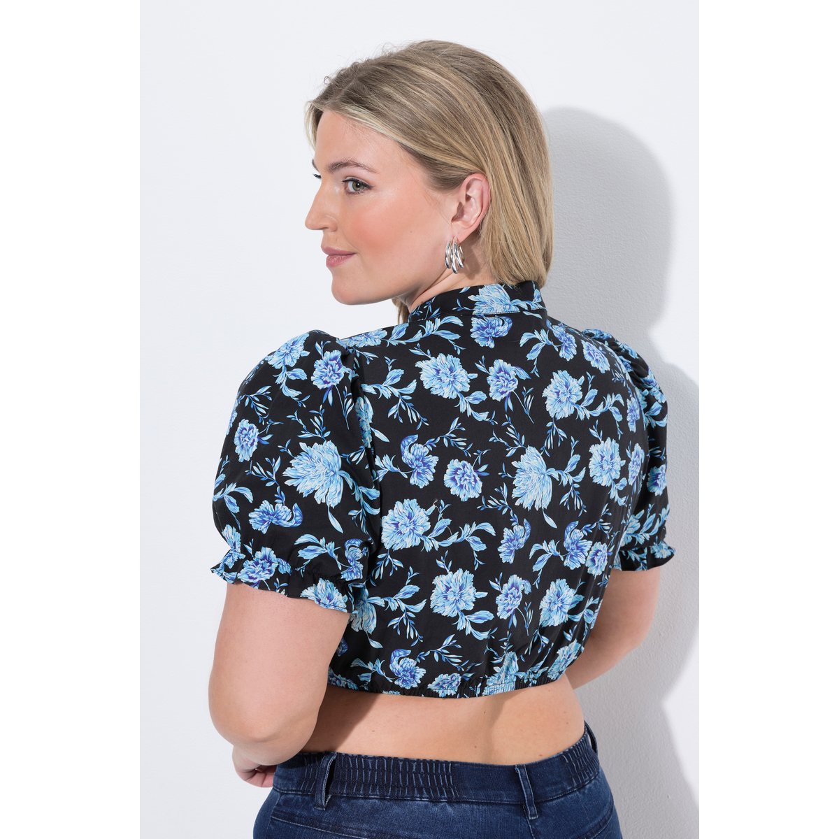 Chemisier traditionnel Dirndl, motif floral noir, ULLA POPKEN
