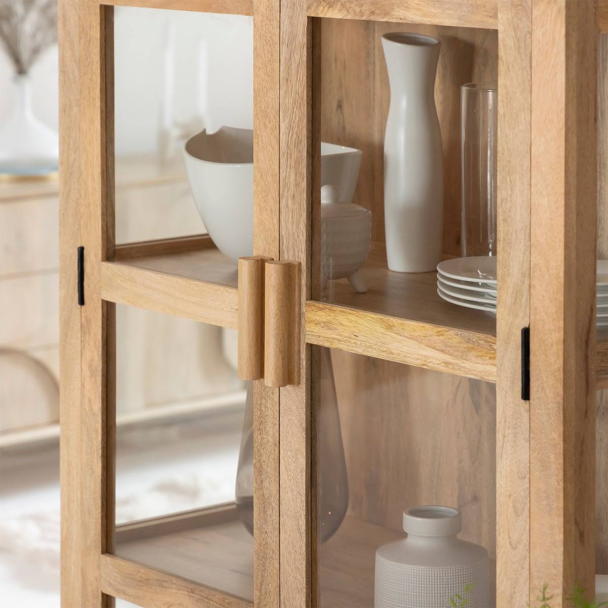 Vitrine en bois de manguier  AMARIS bois clair, MADE IN MEUBLES 