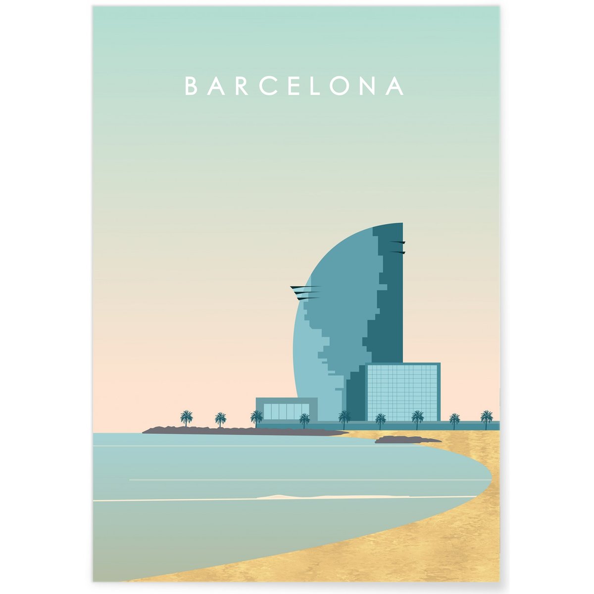 Poster Barcelone 2 blanc, L'AFFICHERIE
