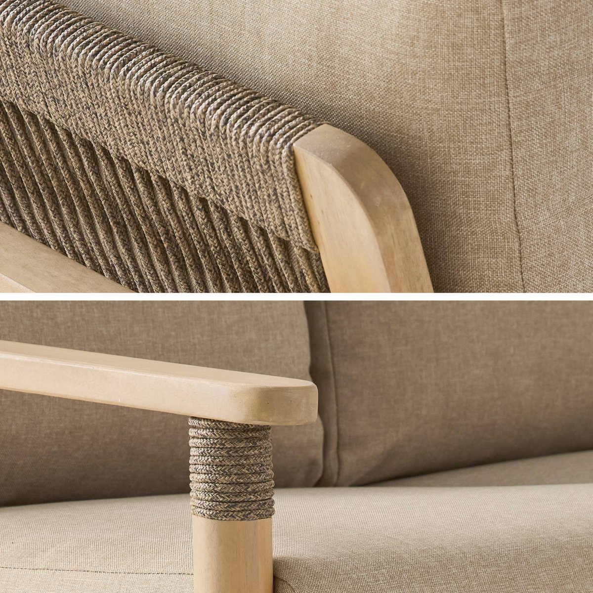 Salon de jardin bois d'acacia et cordes 4 places LAZULI naturel, SWEEEK
