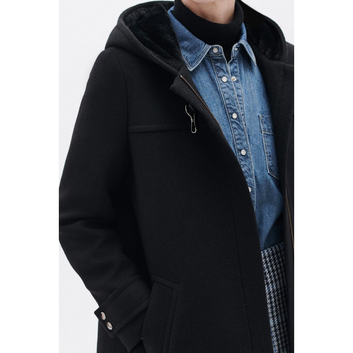 Manteau évasé avec capuche GUIMOTIN noir, CAROLL