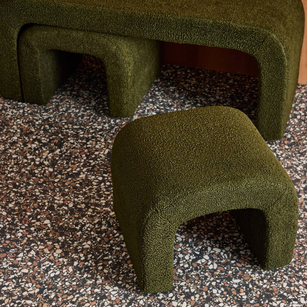 Banc et tabourets gigognes bouclette  INO kaki, SWEEEK