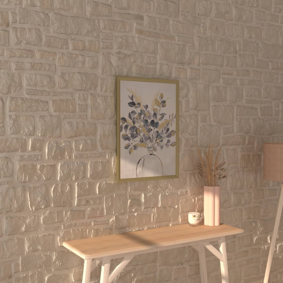 Toile imprimée FLEUR encadrée FLEURS doré, ATMOSPHERA