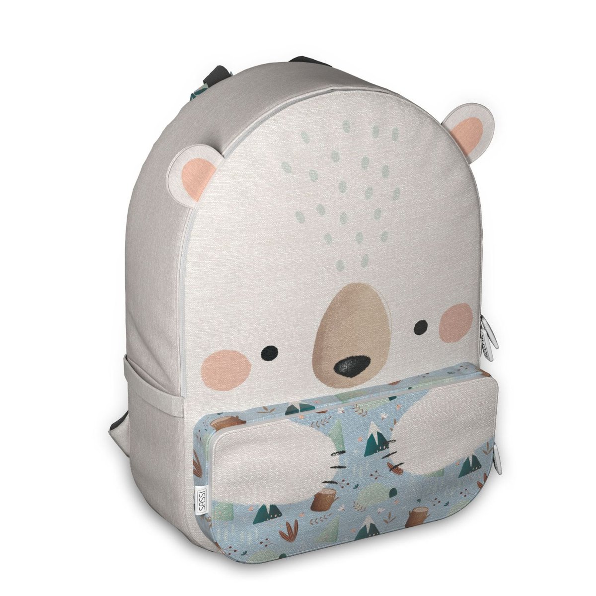 Sac à dos enfant format A4 ours blanc, SASSI JUNIOR