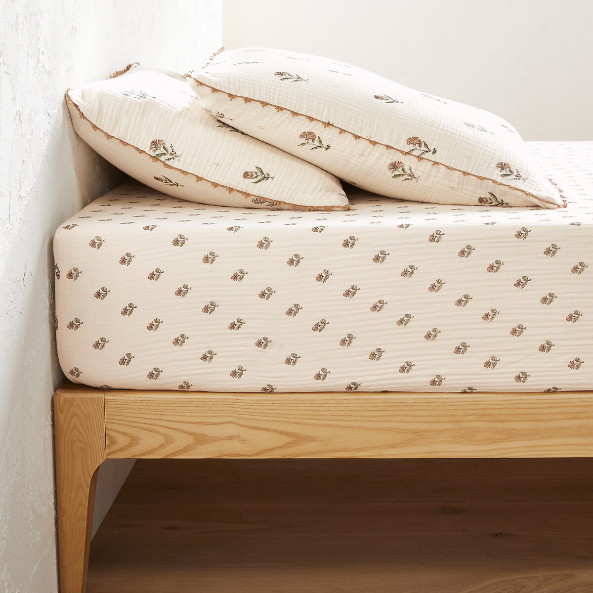 Drap housse gaze de coton bonnet 30 cm, Emeline imprimé, LA REDOUTE INTERIEURS