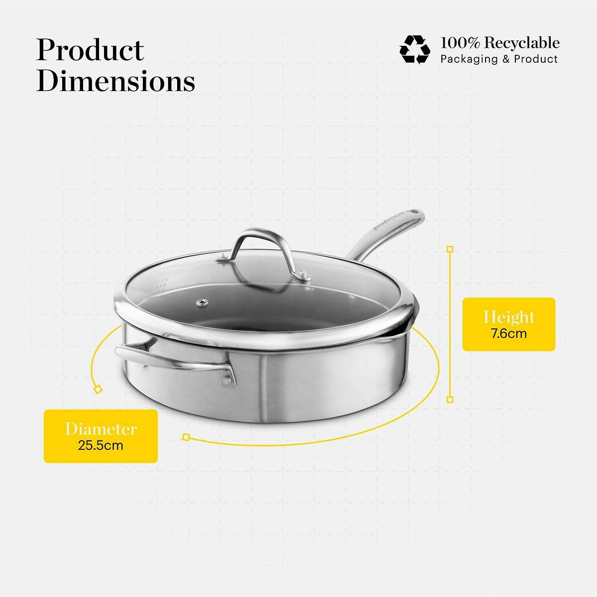 28cm Tri-Ply Multi-Pan with Lid silver-coloured, GOOD FOOD BY TOWER
