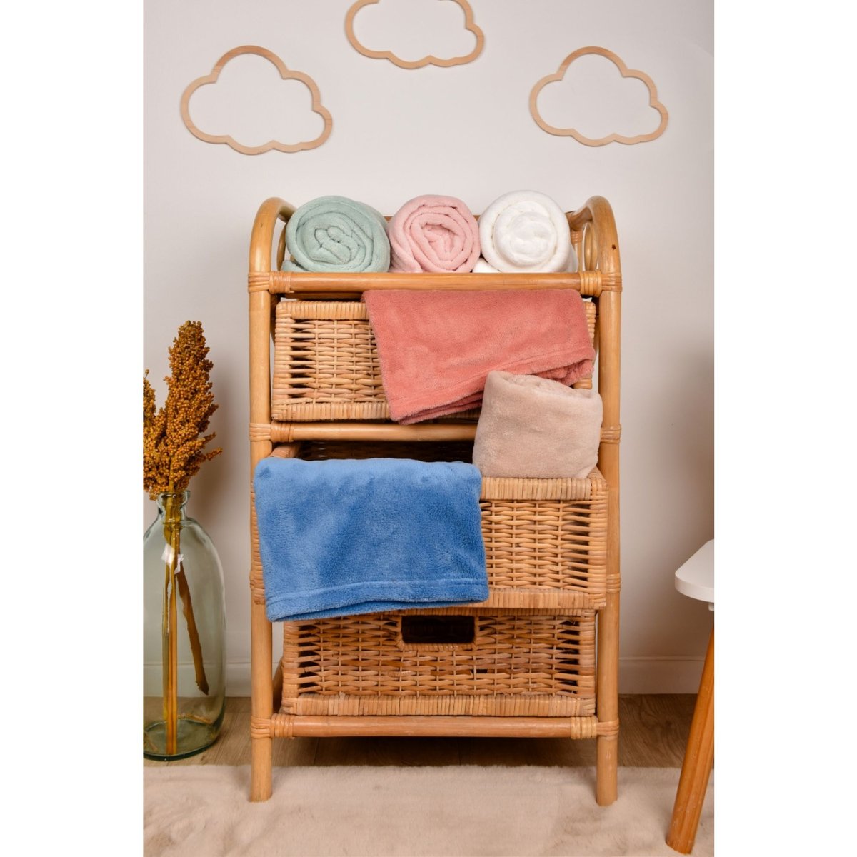Plaid très doux pour bébé 70x100 cm Beige beige, DOUDOU ET COMPAGNIE