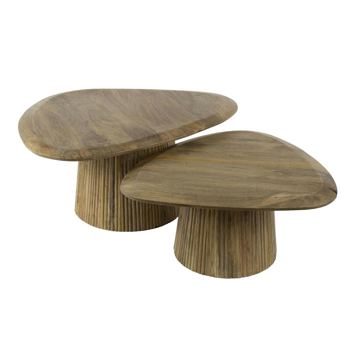 Table gigogne en bois de manguier avec plateau triangulaire (lot de 2) CREEK bois naturel, PIER IMPORT