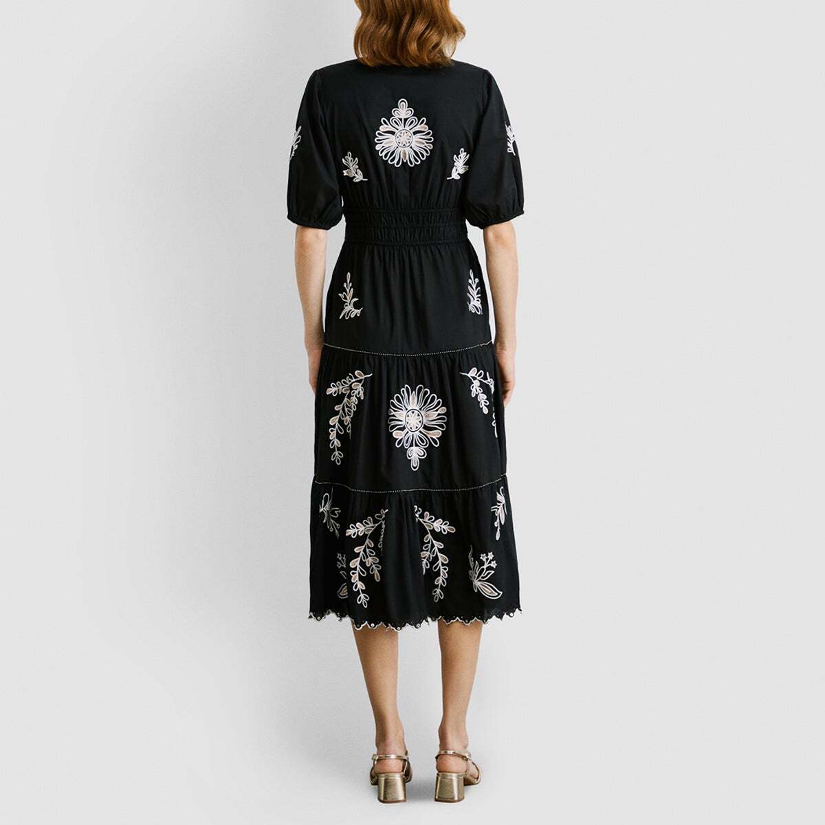Robe Midi À Détails Brodés En Popeline noir, PEPE JEANS