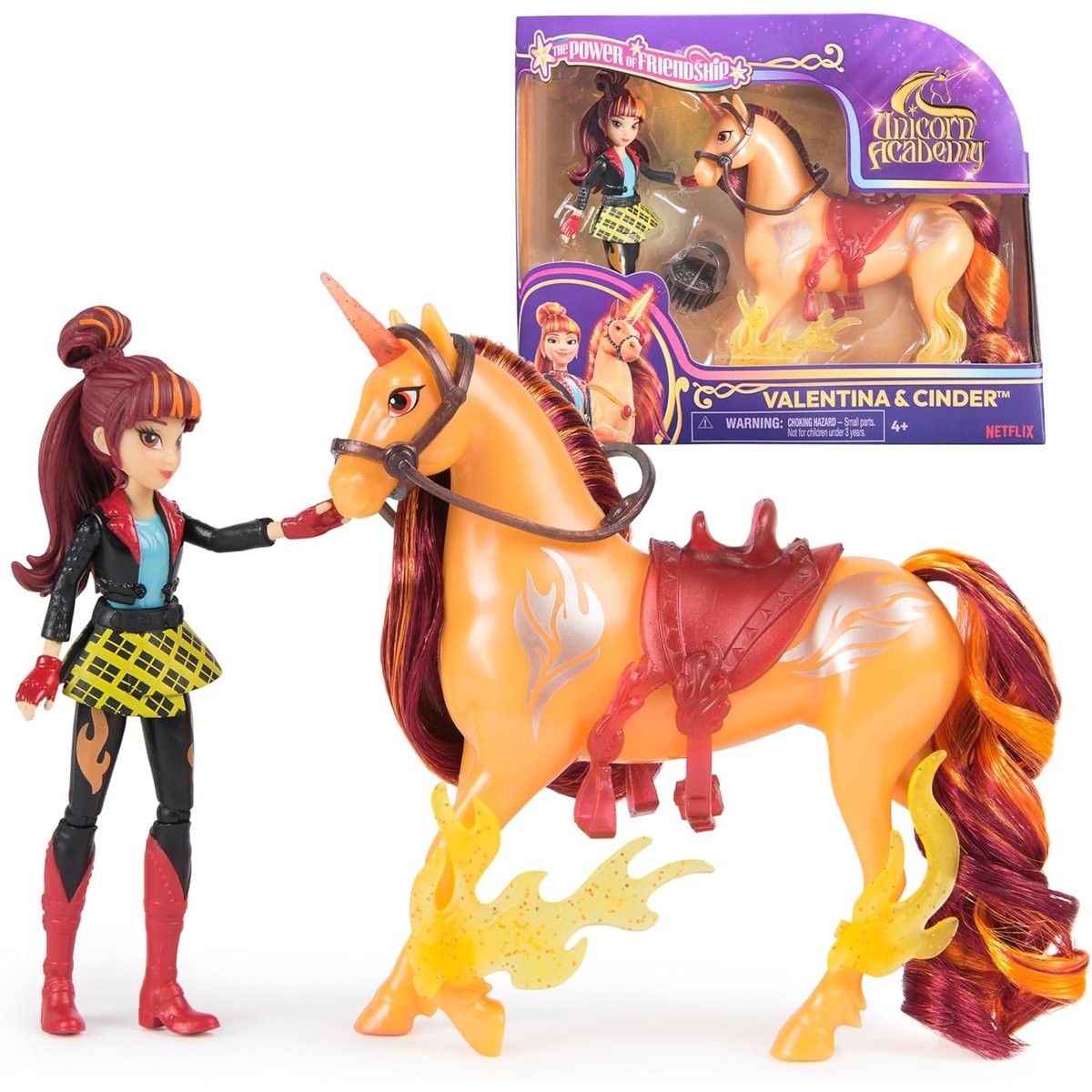 Unicorn Academy - Licorne Cinder + Poupée Valentina multicolore, SPIN MASTER