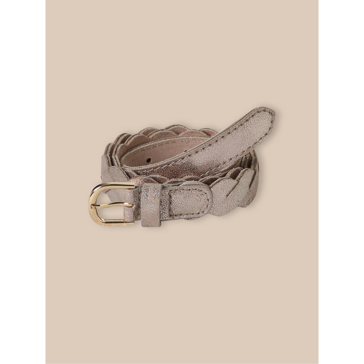 Ceinture en cuir tressé et irisé dore, CYRILLUS