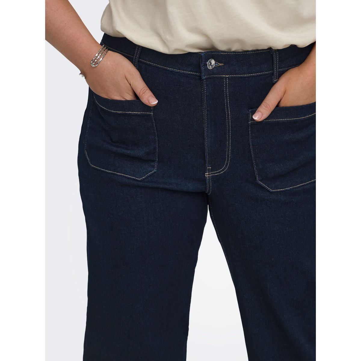 Jean À Jambe Large dark blue denim, ONLY CARMAKOMA