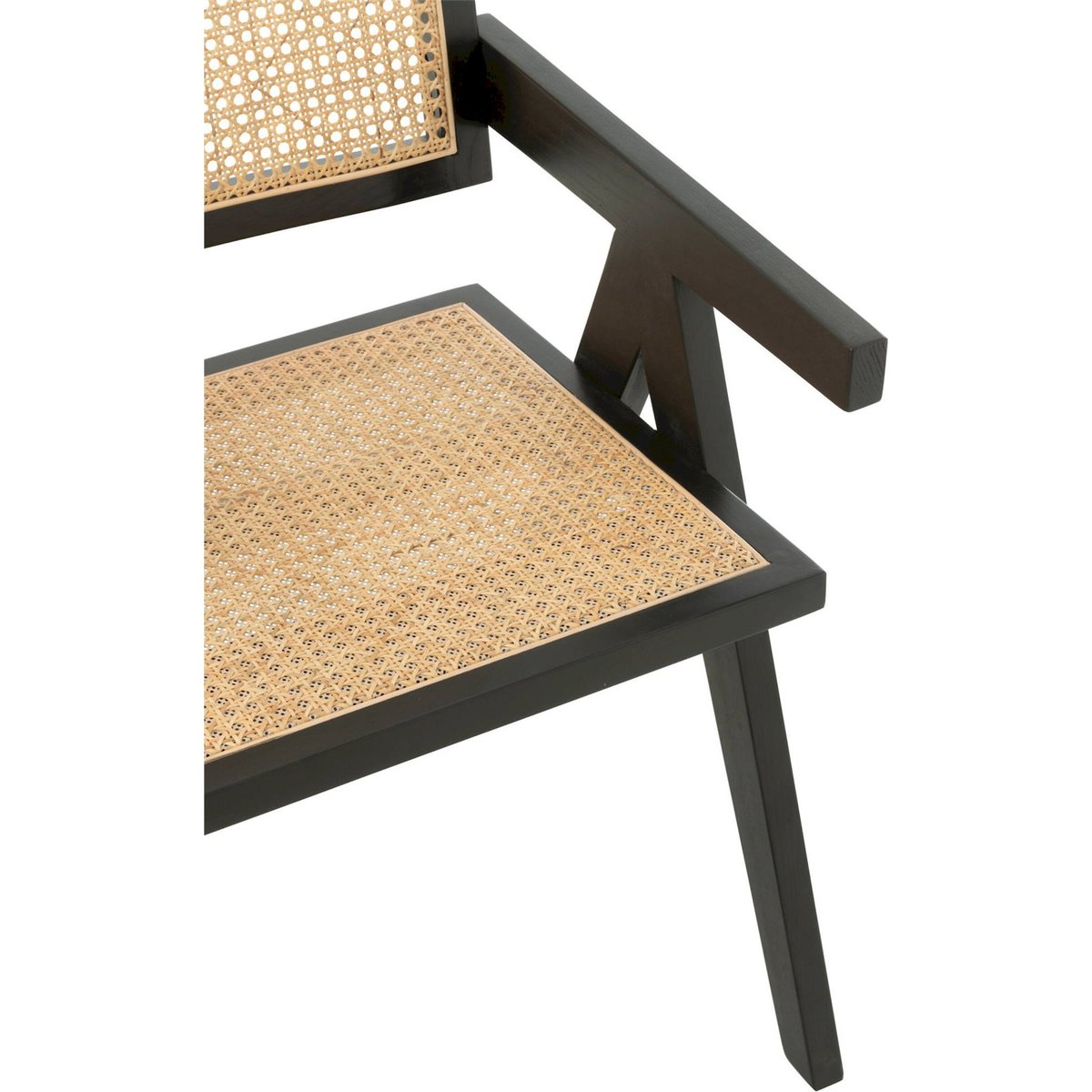 Chaise en frêne et rotin noir et rotin naturel, RECOLLECTION