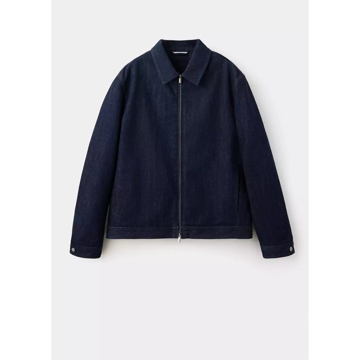 Veste en denim avec fermeture éclair bleu, MANGO MAN